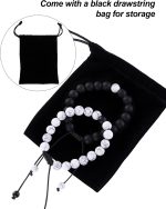 BBTO Howlite Bracelet Black Matte Agate Bracelet Couples Bracelet Distance Bracelet Energy Beads Bracelet for Valentine's Day Present - Image 4